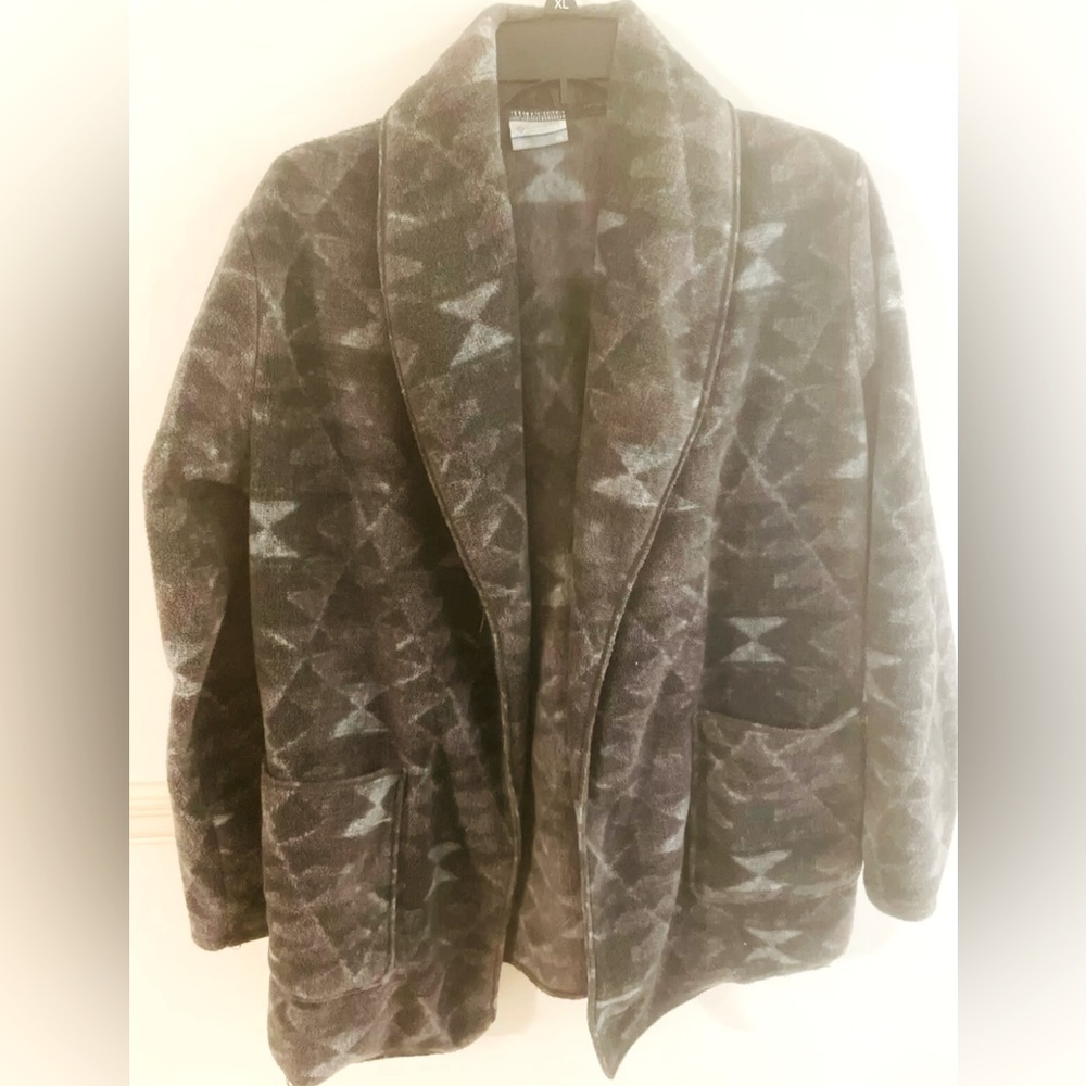 Women's Columbia Long Fleece Overcoat With Open Front & Pockets
